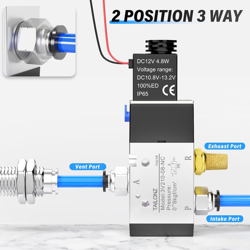 TAILONZ PNEUMATIC 1/4" BSP Solenoid Valve 3V210-08 DC12V Single Coil