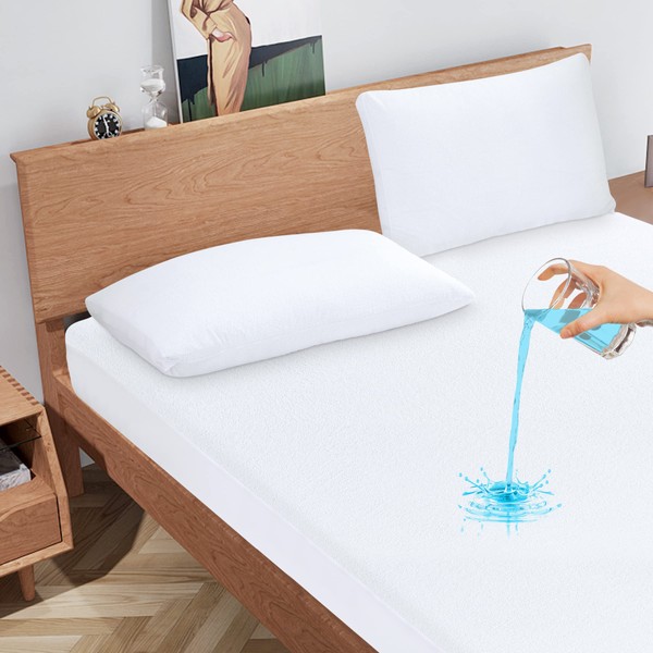 Twin Mattress Protector Waterproof Breathable Noiseless Mattress Cover, Premium Soft