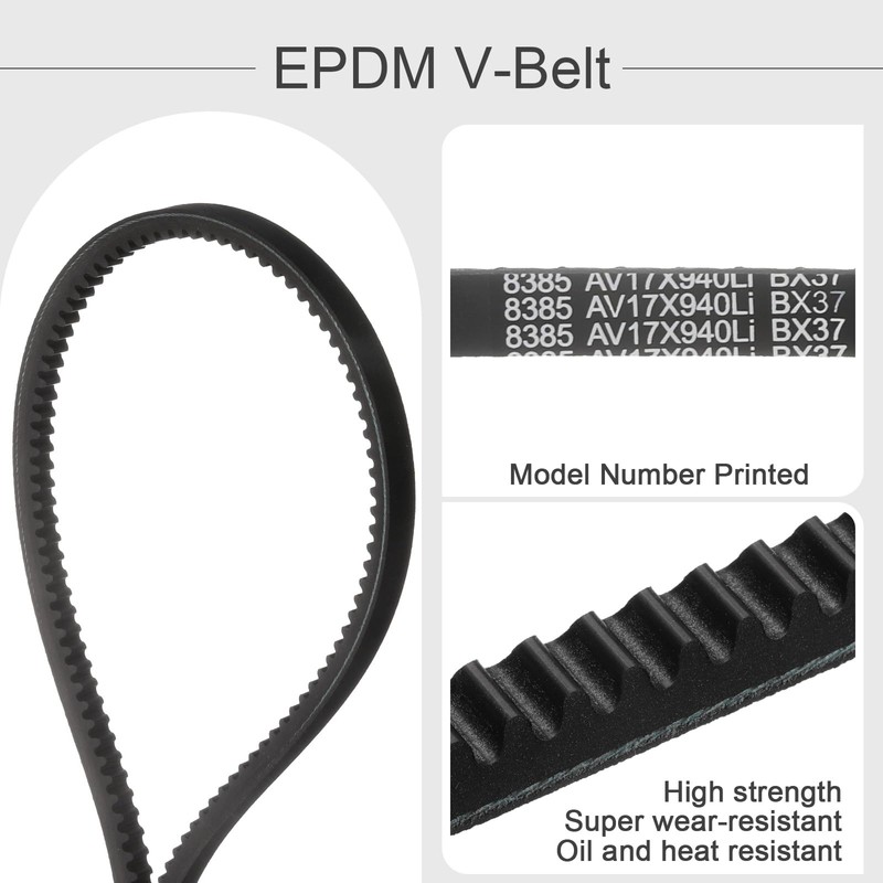 sourcing map BX37 EPDM V-Belt, Raw Edge Cogged Industrial Rubber