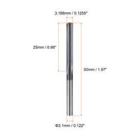 HARFINGTON Carbide Chucking Reamer 0.1255"(3.188mm) Dia Straight Flute Straight Shank Machine Reamer Tool for Metal and Lathes CNC Machining Centers, Black
