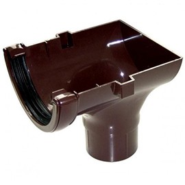 FLOPLAST 112mm Half Round Gutter Stop End Outlet - Brown