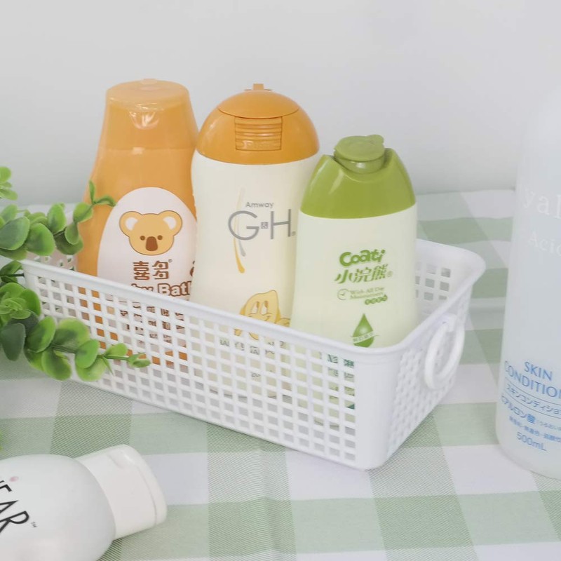 Kiddream 6 Packs Mini Plastic Basket, Office Desktop Basket, White