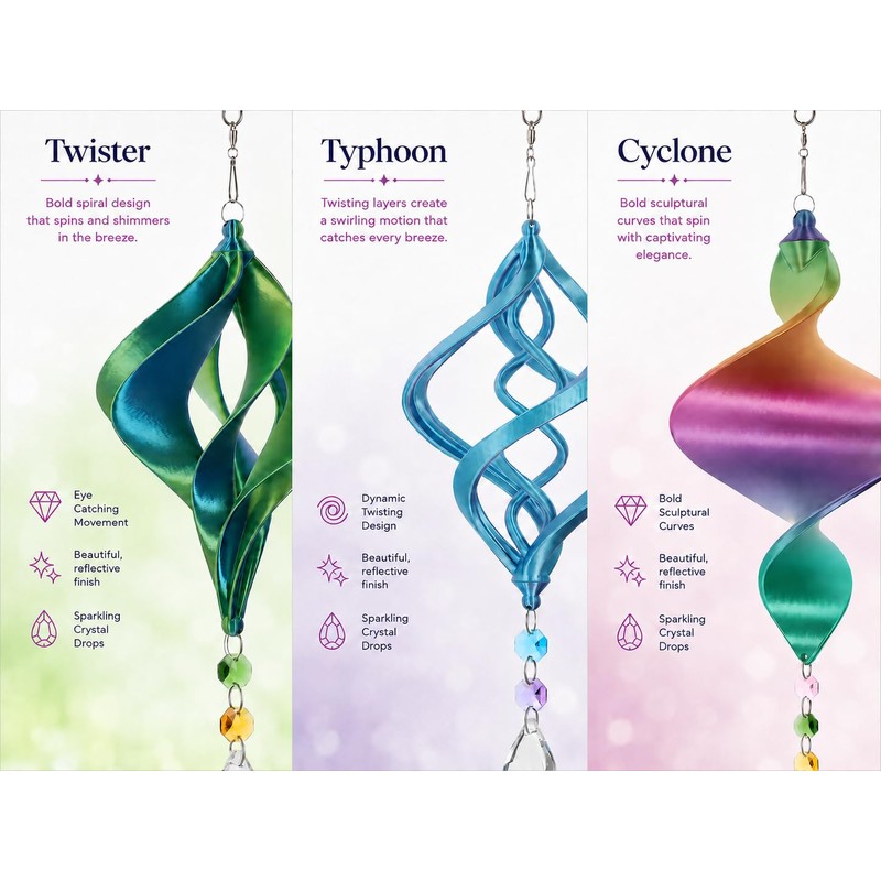 Shimmerz Cyclone Small Green Wind Spinner Hanging Garden Ornament Crystal
