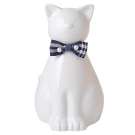 Duuclume Handcrafted Ceramic Cat Urn for Ashes,Cat Statue Funeral Memorial Gift,Pet Urn for Indoor & Outdoor Use (White, One Size)
