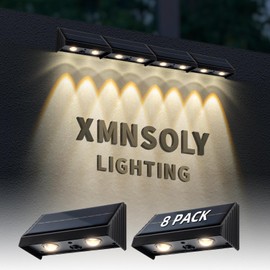 XmnSoly Solar Wall Lights Outdoor 3000K Warm White Solar DownLights Outdoor Waterproof LED Dusk to Dawn for House Number, Pathway, Backyard, Patio, Address Sign (8 Pack, Downlight)