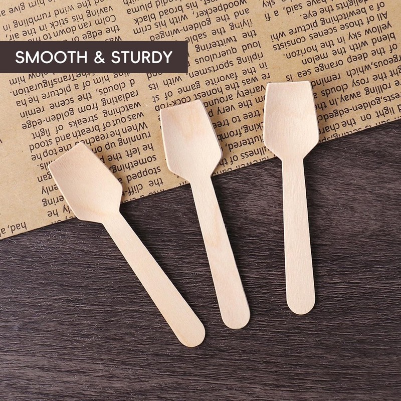 200 PCS Mini Wooden Spoons, 4 Inch Disposable Wooden Spoons,