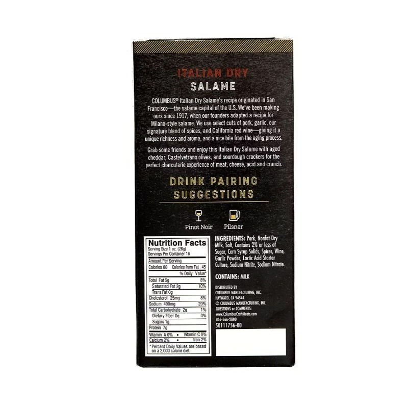 Columbus Italian Dry Salami Chub, 2 pk./8 oz.