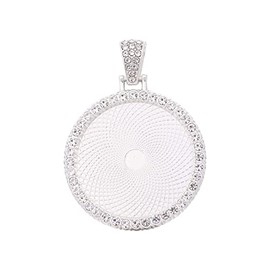 SAUNUCHI 10pcs 25mm 30mm Round Cabochons Pendant Bezel Trays Settings Rhinestone Necklace Blank Base for Jewelry Necklace and Key Rings Making (30mm, Silver)