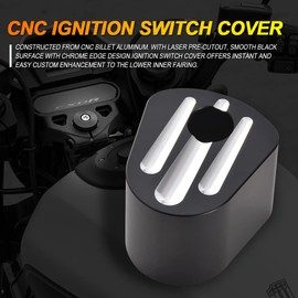 KATUR CNC Ignition Switch Cover Motorcycle CNC Accessory Chrome Edge Cut Billet Aluminum Compatible with Har Ley Electra Street Glide 2006-2013 (Black)