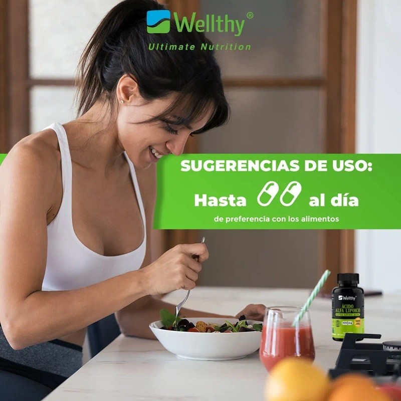 Wellthy Ácido Alfa Lipoico Con Curcuma 300mg 60caps Sabor Neutro