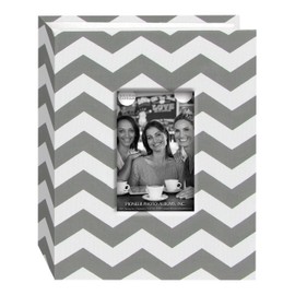 Pioneer Photo Albums CHEV-100 Chevron Fabric Frame Photo Album with 100 Pockets Hold, 4 x 6, Gray/White