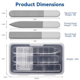 3 in 1 Nano Glass Nail File Set with Storage Case, Double Tempered Glass Fingernail File, Reusable Manicure Pedicure Tool, Professional Nail Shaping B