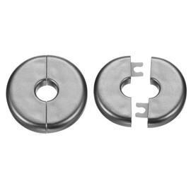 HARFINGTON 2pcs Wall Split Flange 11mm/0.4" Self-Adhesive Plumbing Cover Plates ABS Plastic Round Escutcheon Plate Buckle Design for Water Pipe Bathroom Kitchen Decoration, Gray