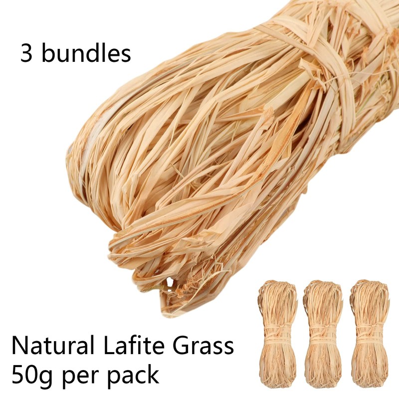 WORUIB 3 Bundles Brown Raffia Straw For Gift Wrapping, DIY