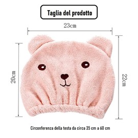 YQBFTC Pack of 2 Microfibre Hair Towels, Turban Children's Towel with Cartoon Cute Hair Turban, Quick-Drying Towel, Super Absorbent Hair Towel, Shower Caps, Head Towel for Women Girls Children