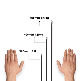 OFFO Black Stainless Steel Bands, Long 4.6mm x 500mm (Set of 30) 100% SUS304 Stainless Steel Heat Resistant Binds for Outdoor Use Heat Resistant Weather Resistant UV Chemical Resistant Insulated