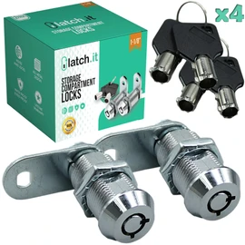 LATCH.IT 1-1/8” RV Storage Locks | 2-Pack RV Compartment Locks | Utility Cam Lock | 100% Metal RV Locks for Storage Door on Camper or Trailer | Complete RV Cam Locks with 4 Keys from RV Lock Experts!