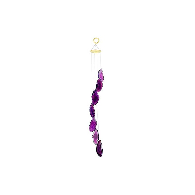 SUNYIK Handmade Natural Agate Slice Wind Chime for Garden Home