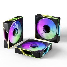 FexaDon Tek 120mm ARGB Computer Case Fan, 4 Pin PWM, Silent Computer Cooler with Infinity Mirror 1550RPM (3 Pack, Black,120mm)