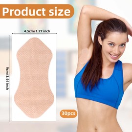 30pcs Underarm Sweat Pads, Single-Use Self-Adhesive Sweat Pads Comfortable Invisible Armpit Guards for Women Men (Skin Color)