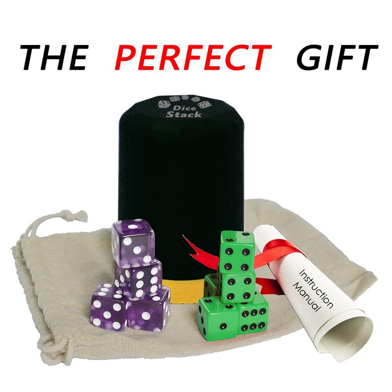 MEISHUNUK Dice Stacking Cup(Black) Set with 4 Pcs 19mm(Puple) and