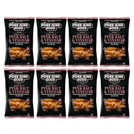 Pork King Good Pink Salt & Vinegar Flavored Pork Rinds 8 Pack Keto Snacks