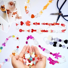 Omeblos Bracelet Making Kit, Charms for Bracelets, 4 Mixed Colors Assorted Acrylic Cute Beads for Bracelet Making, Bracelet Charms for Jewelry Making DIY Necklace Keychain Phone Charm