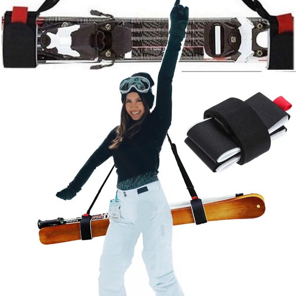 Steingraf Ski Carry Strap Transport Shoulder Back Protection Ski Strap Children Adults Shoulder Back Universal, black