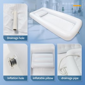 JJFFTAO JJFFTAO,Medical Inflatable Bathtub,Bed Bath,Medical PVC Bedside Shower bathtubKit,Bed Shower for Patients with Reduced Mobility,Bedside Water Bag+Electric air Pump+Medical Inflatable Shampoo Basin