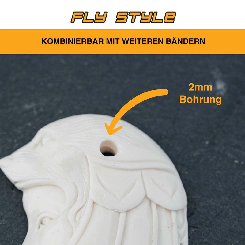Fly Style Necklace pendant made of bone, shaman with wolf,