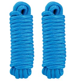 Amarine Made Double Braided Nylon Dock Lines 3300 lbs Breaking Strength (L:15 ft. D:3/8 inch Eyelet:10 inch) 2 Pack of Marine Mooring Rope Boat Dock Lines Working Load Limit:660 lbs