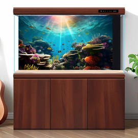 Fish Tank Background Under The Sea Coral Reef Aquarium Background Undersea Rock Cave Sunray Terrarium Background Tropical Fish Deep Ocean Aquarium Background for Fish Tank Background 24x16in