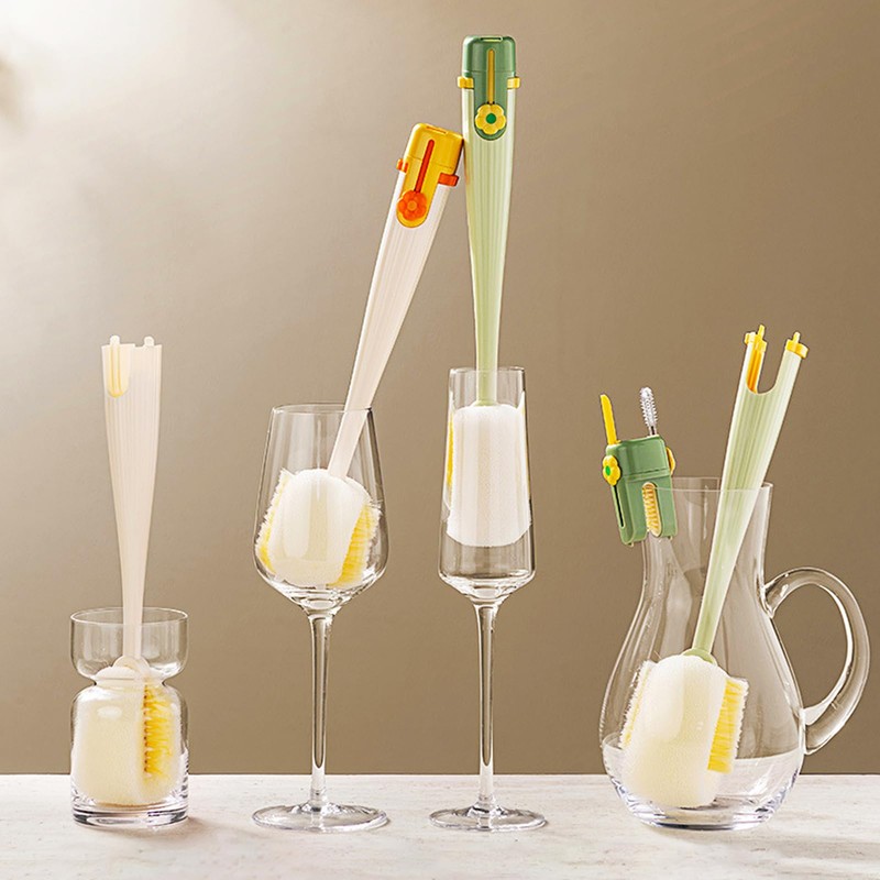 CHENSHUO 5 in 1 Long Handle Cup Cleaning Brush,Multifunctional Cup