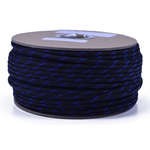 10', 25', 50', 100' Hanks or 250', 1000' Spools of Parachute 550 Cord Type III 7 Strand Paracord - Thin Blue Line - 1000 Foot Spool