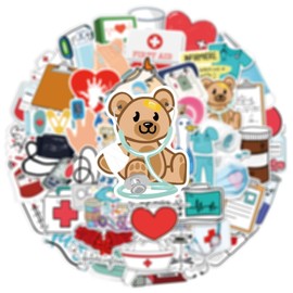 Medical Stickers 50 Pack Laptop Stickers,Doctor Vinyl Waterproof Stickers for Water Bottles Skateboard Scrapbook Bike Computer,Phone,-Graffiti Stickers Pack for Teens Girls Kids
