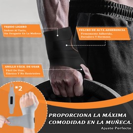 RVFRGRD Muñequera Tunel Carpiano 2Pack, Muñequera de Soporte Deportivas, Muñequera Ortopedica Ajustable, Compresión para Aliviar la Muñeca, para Gym, Beisbol, Tenis