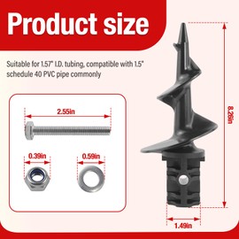 Dock Sand Auger Kit for PVC Tubing Sandbar Anchor(with 2 Bolts and nuts) Sand spiral drills for 1.5-inch Schedule 40 PVC CPVC sand anchors, pipe anchors, ship anchors, or quay columns, 2 Pack