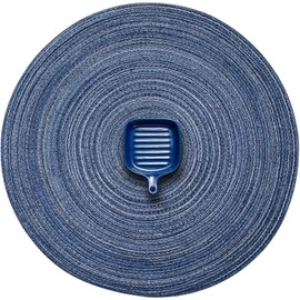 AHHFSMEI Round Braided Placemats Set of 4 Round Table Mats for Dining Tables Natural Woven Heat Resistant Place mats 15 Inch(Multi Blue)