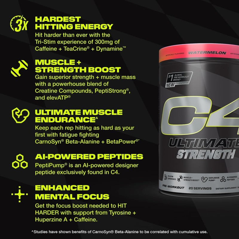 Cellucor C4 Ultimate Strength Pre Workout Powder - Tri-Stim Experience