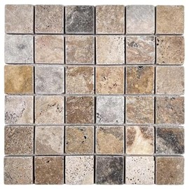 Tenedos 2 inch Scabos Tumbled Travertine Mosaic Tile – Natural Stone for Kitchen Backsplash, Bathroom Wall, Pool & Accent Walls – Rustic Look, Indoor & Outdoor Use (1 Sq. Ft.)