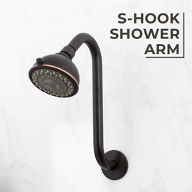 Shower Head Extension Arm with Flange,10.5 Inch High-Rise Curved S Shaped Design, Stainless Steel, Standard 1/2" Connection, Oil Rubbed Bronze Finish