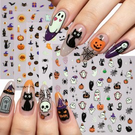 Halloween Nail Art Stickers 3D Self-Adhesive Halloween Nail Decorations