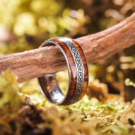 King Will Stainless Steel Ring for Men Celtic Knots Wedding Rings Wood Inlay Men's Ring 8mm Width Mens Jewelry Size 7-14丨Celtic Collection 10