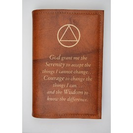 Alcoholics Anonymous Big Book Cover Serenity Prayer & AA Symbol Tan