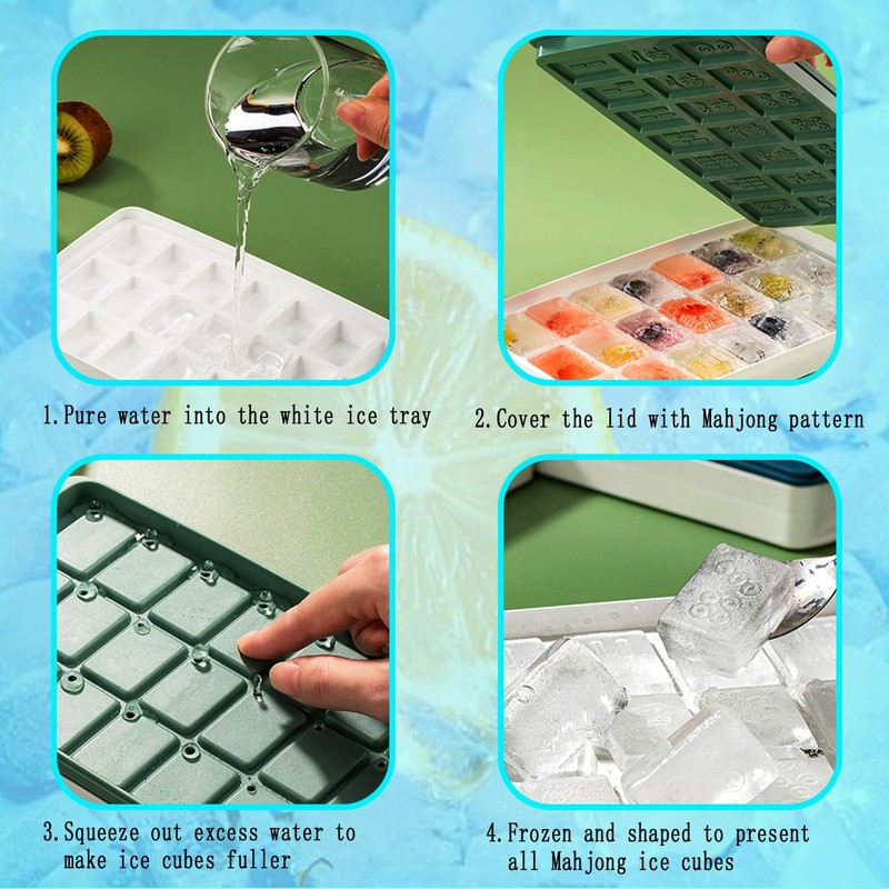 Chinese Mahjong Ice Cube Tray with Lid and Bin -