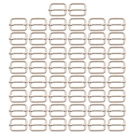BIKICOCO Metal Slide Adjuster Buckle Tri-Glides with Movable Center Bar, for Straps, 0.8 x 0.6 Inch, Silver, Pack of 50