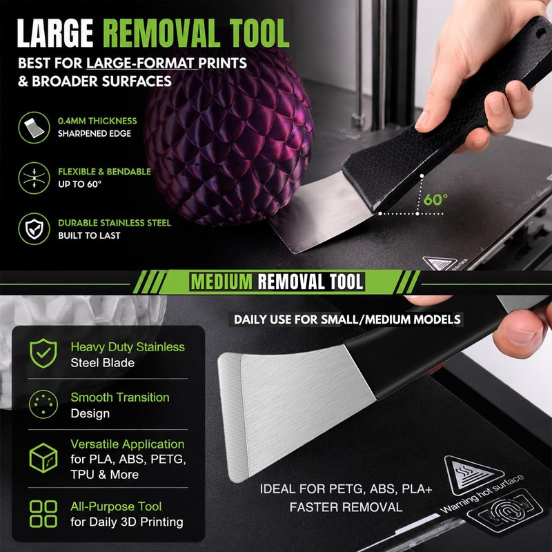 3D Printer Removal Tool Kit, 7 Precision Scrapers for Large,