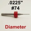 .0225" #74 Carbide Drill Bits Fifty Pieces - 1/8" Shanks