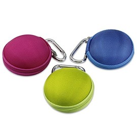 Aussel 3 Pack Tiny Portable MultiColor Earphone Headset Handsfree Hard EVA Case with Metal Hook (02)