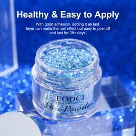 EODCI Dip Powder Nail Set, Blue Shimmering, All Seasons, 28 g, Dipping Powder, French Starry, Ocean Banquet, Nail Art, Manicure, Diy, Salon Gifts for Women, No Nail Lamp Required